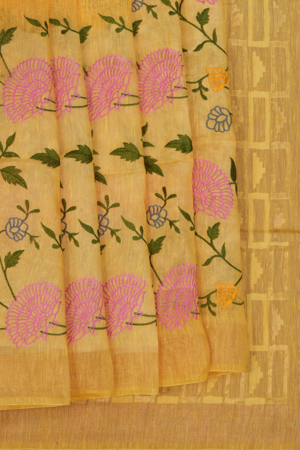 Image of Linen Embroidery Saree